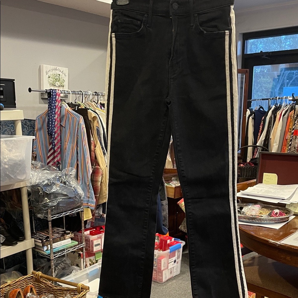 MOTHER The Insider Crop Step Fray Jeans Guilty Racer Wash Size 24